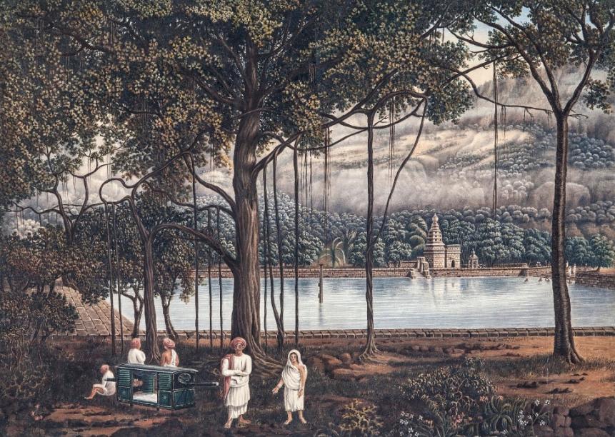 A Landscape With Servants And A Palnquin Under A Banyan Tree